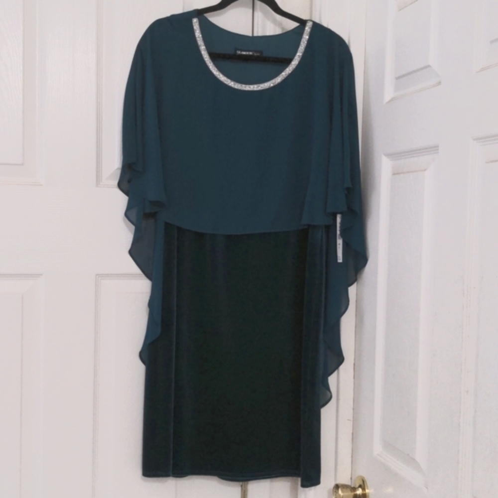 Glamour Nights Women's Emerald Green Midi Length Dress. Size 6 NWT